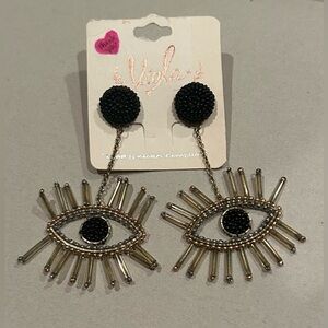 VIOLA Hamsa Evil Eye Seet bead Dangle Stud Earings NWT